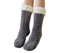 Chaussettes De Sol Épaisses Et Chaudes, Pour La Maison, Le Lit, Cadeau De Noël, Automne Et Hiver Gris Foncé