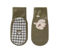 Chaussettes de sol pour bébé avec forte adhérence pour une utilisation en intérieur - Chaussettes de printemps 2025 - Joli dessin animé antidérapant pour apprendre à marcher, vert gazon, S
