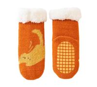 Chaussettes de sol pour tout-petits avec poignées pour bébé - Neutre avant la marche - Motif dessin animé - Hiver - Polaire épaisse - Chaussettes de sol pour bébé - Pour l'hiver et l'intérieur, D, M