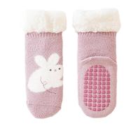 Chaussettes de sol pour tout-petits avec poignées pour bébé - Neutre avant la marche - Motif dessin animé - Hiver - Polaire épaisse - Chaussettes de sol pour bébé - Pour l'hiver et l'intérieur, a, S