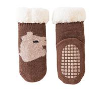 Chaussettes de sol pour tout-petits avec poignées pour bébé - Neutre avant la marche - Motif dessin animé - Hiver - Polaire épaisse - Chaussettes de sol pour bébé - Pour l'hiver et l'intérieur