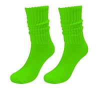 Chaussettes de Sport en Coton Léger de Couleur Unie Vert Fluo pour Enfant