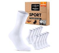 Chaussettes de Sport Homme 47-50 Blanc Chaussettes de Tennis Respirantes et Renforcées Coton 5 paires Crew Socks