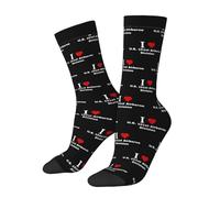Chaussettes De Sport J'Adore La 101E Division Américaine Chaussettes De Compression Drôle Chaussettess Sportif Mode Équipage Chaussettess Pour Marche Randonnée Snowboard 40 Cm