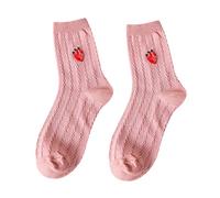 Chaussettes de sport légères en coton pour femme pour garder au chaud Motif fraise Pour intérieur ou extérieur Chaussures assorties, C, Taille unique