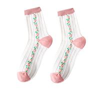 Chaussettes de sport légères en coton pour femme pour garder au chaud Motif fraise Pour intérieur ou extérieur Chaussures assorties, b, Taille unique