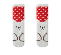 Chaussettes de sport pour enfants Automne Hiver Noël Tissage Peluche chaude Corail Peluche Maison Chaussettes Réflexologie des pieds Chaussettes, Blanc., taille unique