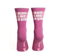 Chaussettes de sport pour femme | Coton brodé avec motifs amusants et originaux | Chaussettes de qualité fabrication locale | Run Like a Girl MAuve, 36-40