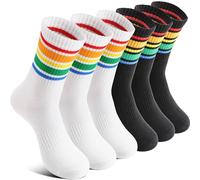 Chaussettes de sport pour garçons chaussettes de course respirantes chaussettes de compression en coton pour enfants 6 paires (Noir blanc, 9-15 ans)