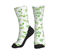 Chaussettes de sport pour homme et femme - Jolie libellule verte douce semelle mi-mollet chaussettes de course pour homme et femme
