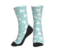 Chaussettes de sport pour homme et femme - Motif dessin animé mignon canard Bubble_B - Semelle mi-mollet souple - Chaussettes de course pour homme et femme