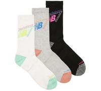 New Balance Unisexe Active Graphic Crew Socks 3 Pack en Gris/Noir/Blanc, Polyester, Taille XL