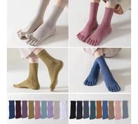Chaussettes de Yoga à cinq doigts pour femmes et filles, en coton de Compression, solides, antidérapantes, Tube central, Pilates, Fitness, Harajuku, chaussettes courtes à bout de Sport 1 Pair dark blu