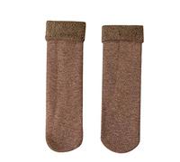 Chaussettes décontractées en peluche pour femme - Chaudes et épaisses - Pour intérieur et extérieur - Chaussures assorties, café, taille unique