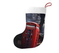 Chaussettes décoratives de Noël WHJSSF rouge cabine téléphonique Londres Street imprimées douces et moelleuses pour homme et femme