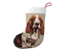Chaussettes décoratives de Noël YYHWHJDE Basset Hound imprimées douces et légères, ne se décolorent pas, adaptées pour le bureau, la cheminée d'arbre de Noël