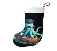 Chaussettes décoratives de Noël Yyhwhjde Captain Octopus sur le bateau bleu imprimées douces et moelleuses pour homme et femme