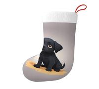 Chaussettes décoratives de Noël YYHWHJDE Shy Little Dog noir imprimées douces et légères, ne se décolorent pas, adaptées pour le bureau, la cheminée d'arbre de Noël