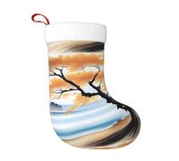 Chaussettes décoratives de Noël YYHWHJDE Tree at the Water's Edge Print douces et légères, ne se décolorent pas pour les arbres de Noël, les fêtes de vacances, les cheminées