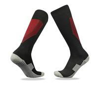 Chaussettes d'escrime, chaussettes athlétiques montantes adaptées à l'épée, au sabre et au fleuret, équipement de protection unisexe for l'escrime(Black-Red,ONE PAIR_L)