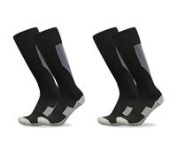 Chaussettes d'escrime, chaussettes athlétiques montantes adaptées à l'épée, au sabre et au fleuret, équipement de protection unisexe for l'escrime(Black-White,TWO PAIRS_L)