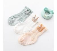 Chaussettes D'Été Fines Pour Bébé, 3 Pièces, En Maille Respirante, À Volants, Mignonnes Poupées De Dessin Animé Pour Enfants, Chaussettes De Sol Pour Nourrissons Et Tout-Petits