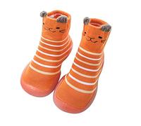 Chaussettes d'éveil pour bébé - Chaussettes antidérapantes en coton - Chaussures d'apprentissage de la marche - Doublées - Chaussures de sol antidérapantes - Semelle en caoutchouc - Chaussures de