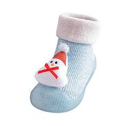 Chaussettes d'éveil pour bébé - Chaussettes de Noël - Chaussettes d'éveil - Chaussures pour tout-petit - Semelle en caoutchouc - Chaussures de sol antidérapantes pour fille et garçon, bleu clair, 18