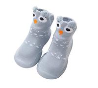 Chaussettes d'éveil pour bébé - Chaussures antidérapantes pour apprendre à marcher - Doublées - En coton - Semelle en caoutchouc - Chaussures de gymnastique en tricot - Chaussettes pour bébé et garçon