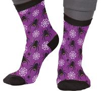 Chaussettes d'Halloween Araignées Toiles d'araignées Violet Chaussettes pour enfants Design d'horreur Loisirs Thème Costume de fête Fête de l'horreur Chaussures créatives Idées de décoration, Taille :