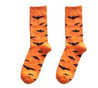 Chaussettes d'Halloween Halloween Chaussettes drôles Softs Cotton chaussettes créatives Modèle de chauve-souris absorbant la transpiration des chaussettes respirantes bizarres pour hommes femmes 1pc