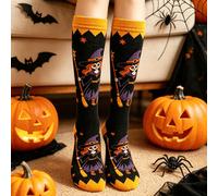 Chaussettes d'Halloween pour femmes Citrouille Clown Squelette Dessin animé Décontractées Unisexes Longues Tubes Grandes Tailles Chaussettes de Compression pour Mollets 39-42,43-46,36-39HalloweenÉtoff