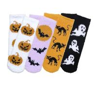 Chaussettes d'Halloween pour Hommes Bas Confortables Longs Qui Brillent | Chaussettes Moelleuses et Duveteuses pour fêtes, anniversaires, hiver, intérieur, sommeil, soirées,