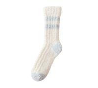Chaussettes d'hiver chaudes et douces pour femme - Pour intérieur et extérieur - Chaussures assorties, bleu clair, Taille unique