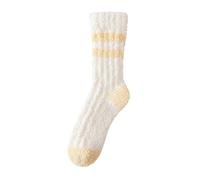 Chaussettes d'hiver chaudes et douces pour femme - Pour intérieur et extérieur - Chaussures assorties, jaune, Taille unique