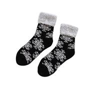 Chaussettes d'hiver épaisses en peluche pour femme - Chaussettes antidérapantes pour intérieur et extérieur - Chaussures assorties, Noir , taille unique