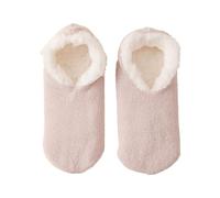 Chaussettes d'hiver épaisses pour femme - Chaussures courtes et chaussettes en laine d'agneau - Chaussettes chaudes en peluche - Cadeau d'anniversaire pour maman, rouge pastèque, Taille unique