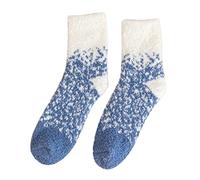 Chaussettes d'hiver pour femme - Automne et hiver - Chaussettes mi-longues épaisses et chaudes - Chaussettes de compression pour femme, bleu, Taille unique