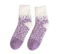 Chaussettes d'hiver pour femme - Automne et hiver - Chaussettes mi-longues épaisses et chaudes - Chaussettes de compression pour femme, violet, Taille unique
