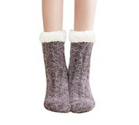 Chaussettes d'hiver pour femme - Chaussettes de couchage - Chaussettes de tapis - Ménage - Chaussettes en peluche épaisses - Motif, lilas, taille unique