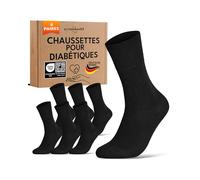 Chaussettes Diabetiques Femme 35-38 Noir 97% Coton Lot de 6 Paires sans Elastique & sans Couture