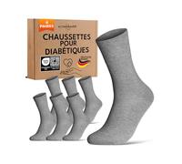 Chaussettes Diabetiques Homme 39-42 Femme Gris 97% Coton Lot de 6 Paires sans Elastique & sans Couture
