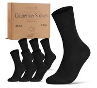 Chaussettes Diabetiques Homme 43-46 Noir 97% Coton Lot de 6 Paires sans Elastique & sans Couture