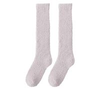 Chaussettes d'infirmière pour femme, chaussettes chaudes au genou, longues et confortables, chaussettes thermiques pour femme, moelleuses, épaisses et douces, cadeaux de Noël, bas résille noirs, lilas