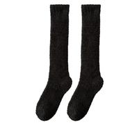 Chaussettes d'infirmière pour femme, chaussettes chaudes au genou, longues et confortables, chaussettes thermiques pour femme, moelleuses, épaisses et douces, cadeaux de Noël, bas résille noirs, Noir