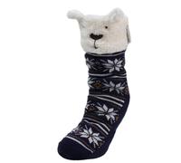 Isotoner Chaussettes d'intérieur femme en maille, doublé sherpa, antidérapante, 35/38, jacquard marine