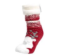 Isotoner Chaussettes d'intérieur femme en maille, doublé sherpa, antidérapante, 35/38, rouge