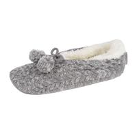 Chaussettes D'intérieur Maille Torsadée, Picots Antidérapants Gris Chiné 39/40