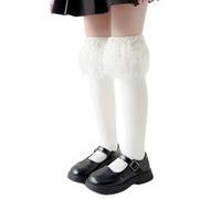 Chaussettes douces et confortables pour enfants au milieu du mollet empilables avec de longs pompons pour un look tendance en coton peigné pour enfants, a, L