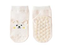 Chaussettes douces pour bébé avec de jolis motifs de dessin animé, pour les tout-petits, respirantes, confortables pour apprendre à marcher en intérieur, convient aux enfants de 0 à 5 ans, beige, 1-3